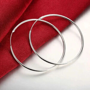 925 Sterling Silver Thin Big Hoop Earrings